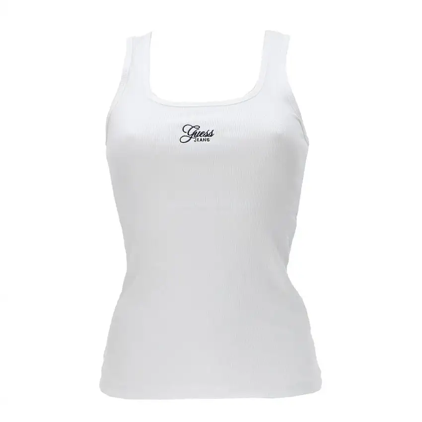 GJ TANK TOP SLIM RIB EMBRO Bianco