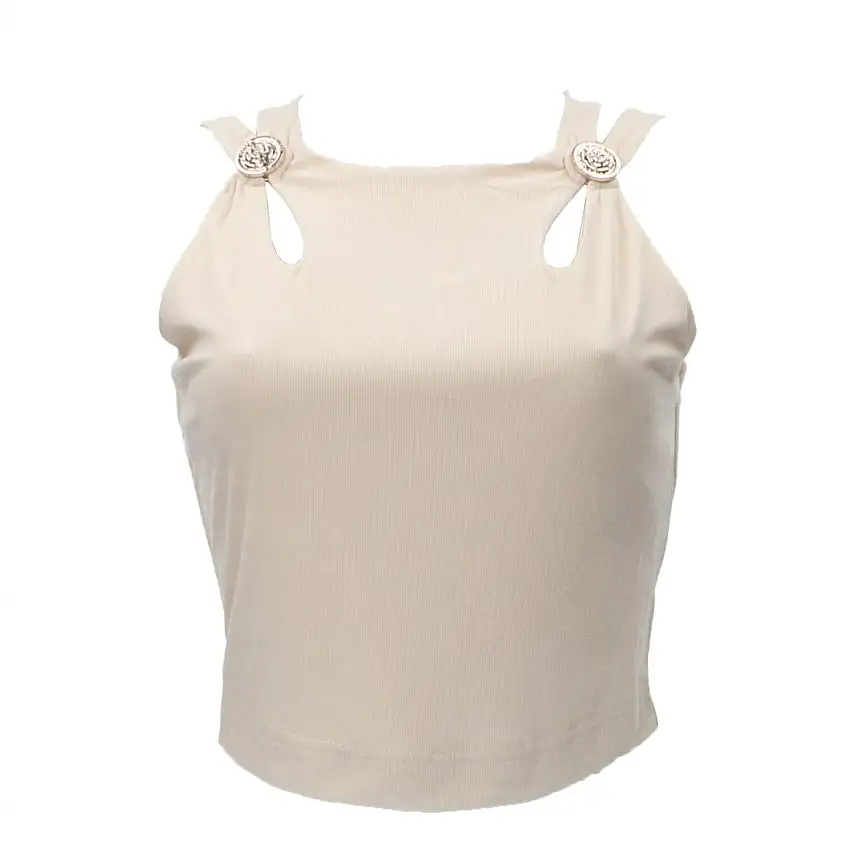 ZAMA CUT OUT DETAILS CROP TOP Beige