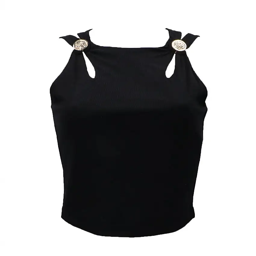 ZAMA CUT OUT DETAILS CROP TOP Nero