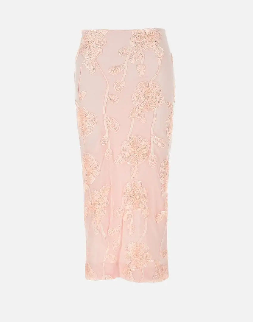 "Flower mesh Pencil skirt" 91254452