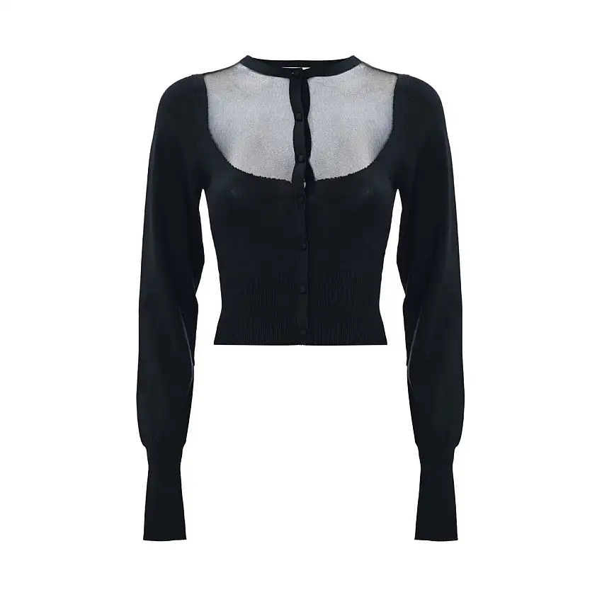 Cardigan Donna con inserto in tulle
