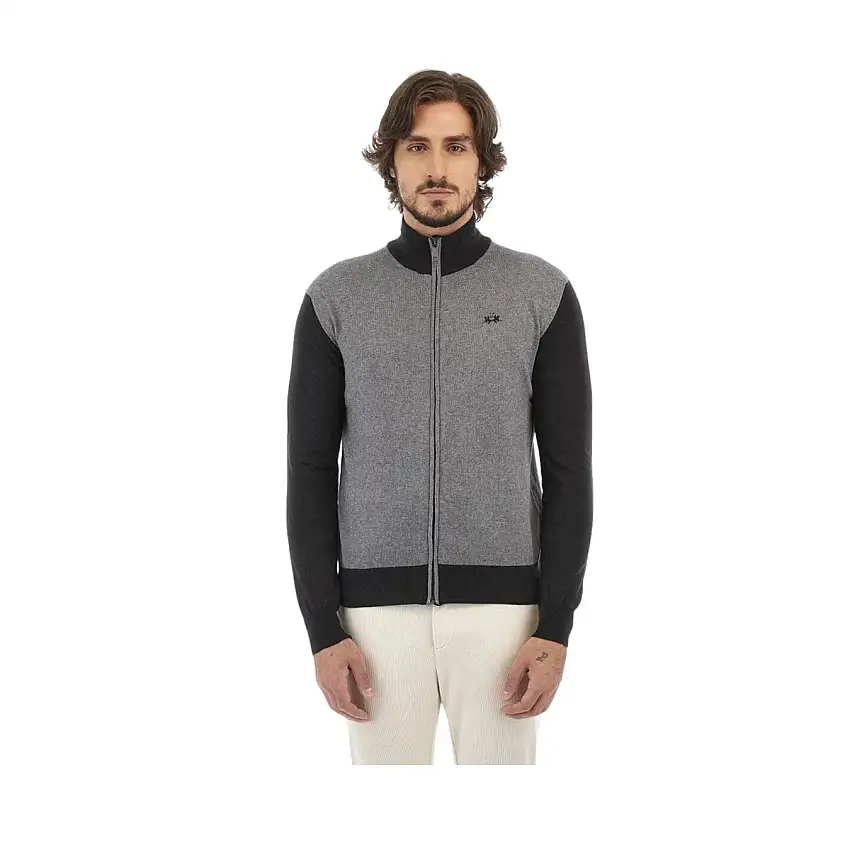 Cardigan Uomo a zip bicolore