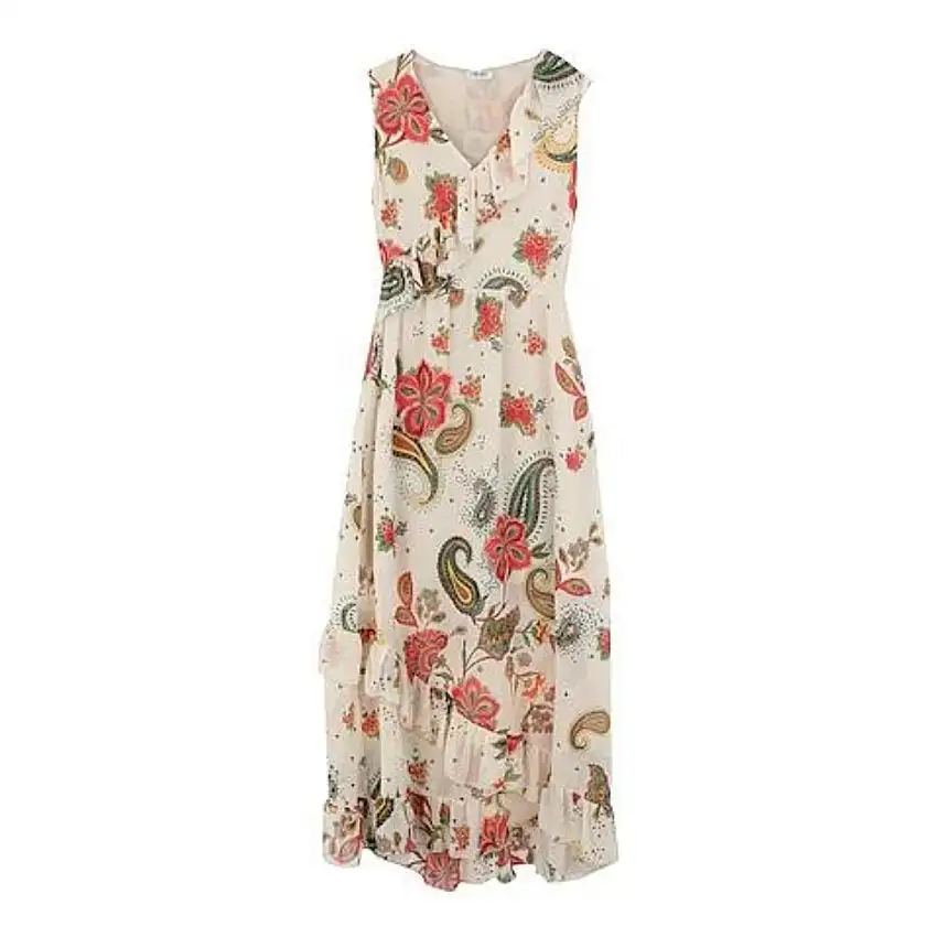 Abito Donna Midi con stampa floreale e ruches