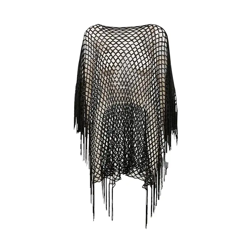 Poncho Donna a rete con frange