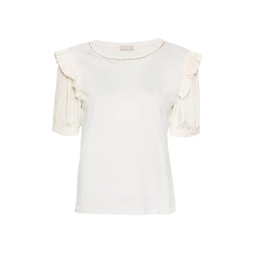 T-shirt Donna con rouches e strass