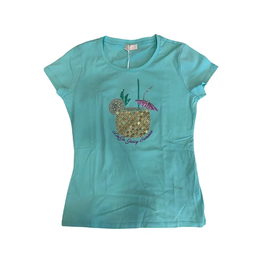 T-shirt Donna girocollo con paillettes