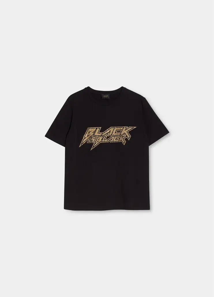 T-shirt Donna con strass e gioielli applicati