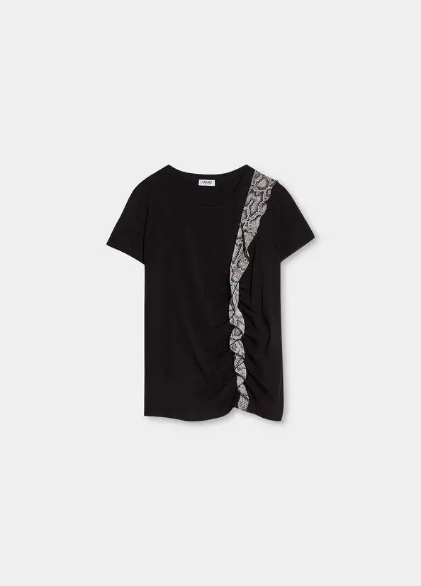 T-shirt Donna WF1013J7821 con rousce animalier