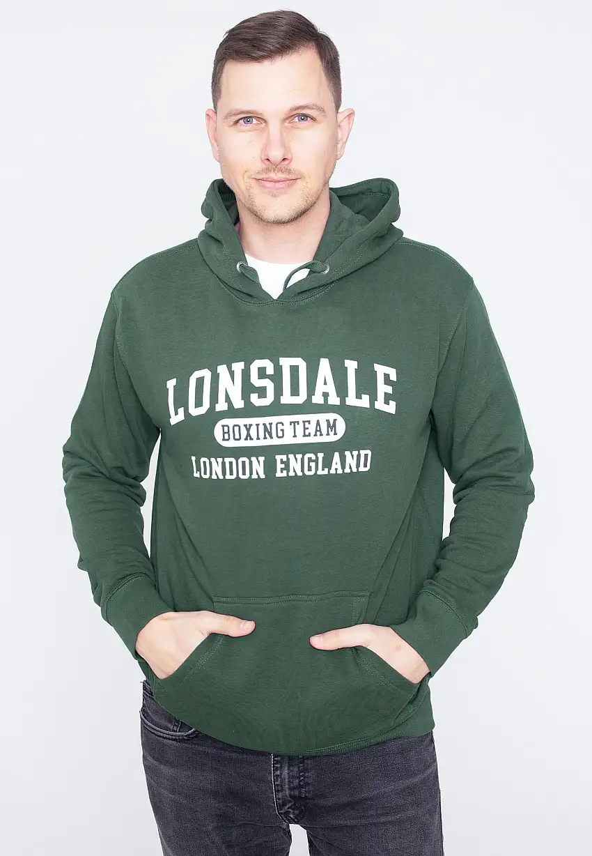 Lonsdale - Smerlie Bottle Green/White - Felpa con cappuccio