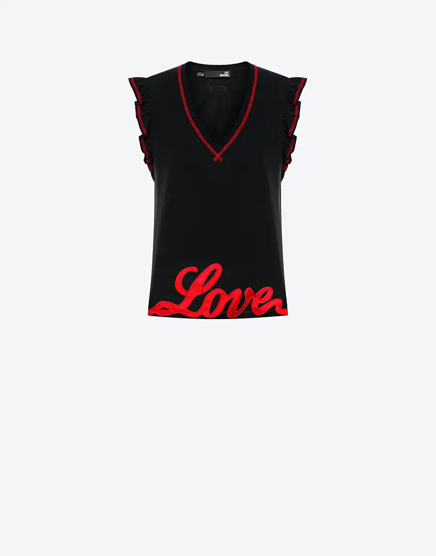 T-shirt Donna con rouche e scritta love