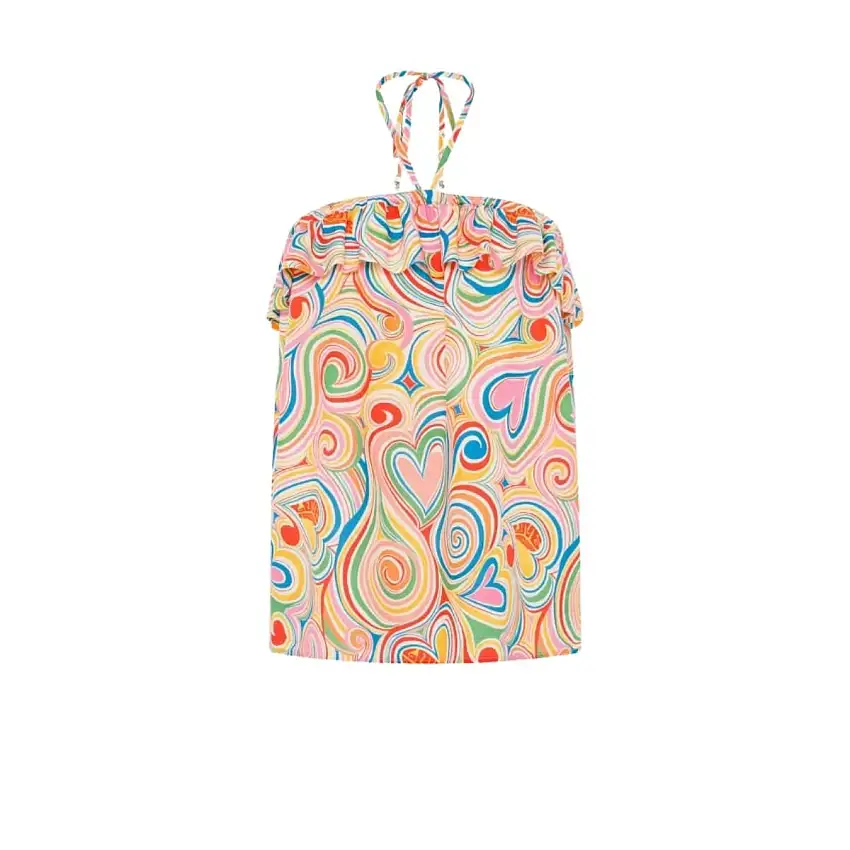Top Donna senza spalline a fantasia