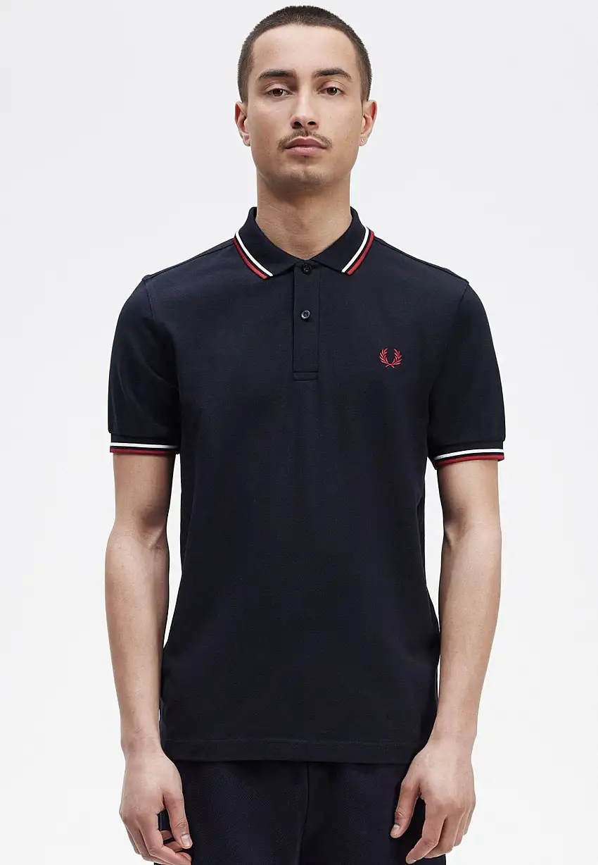 Fred Perry - Twin Tipped Navy/Snow White/Burnt Red - Polo