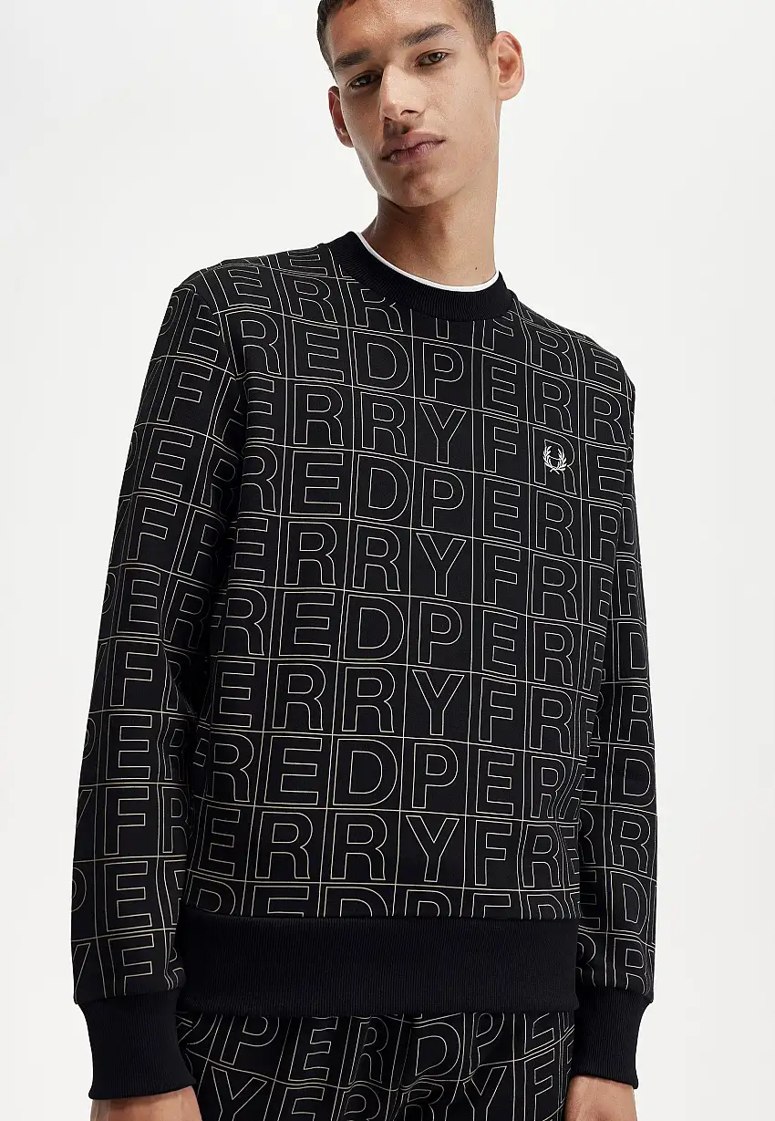 Fred Perry - Spellout Graphic Black - Felpa
