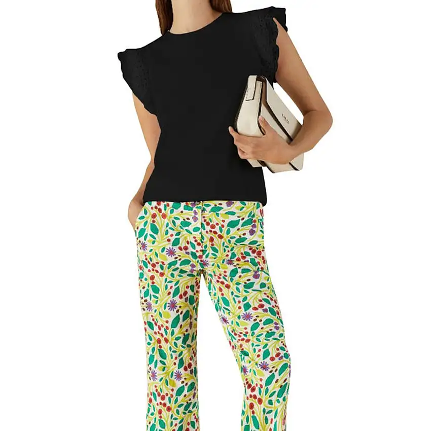T-shirt Donna con maniche in Sangallo