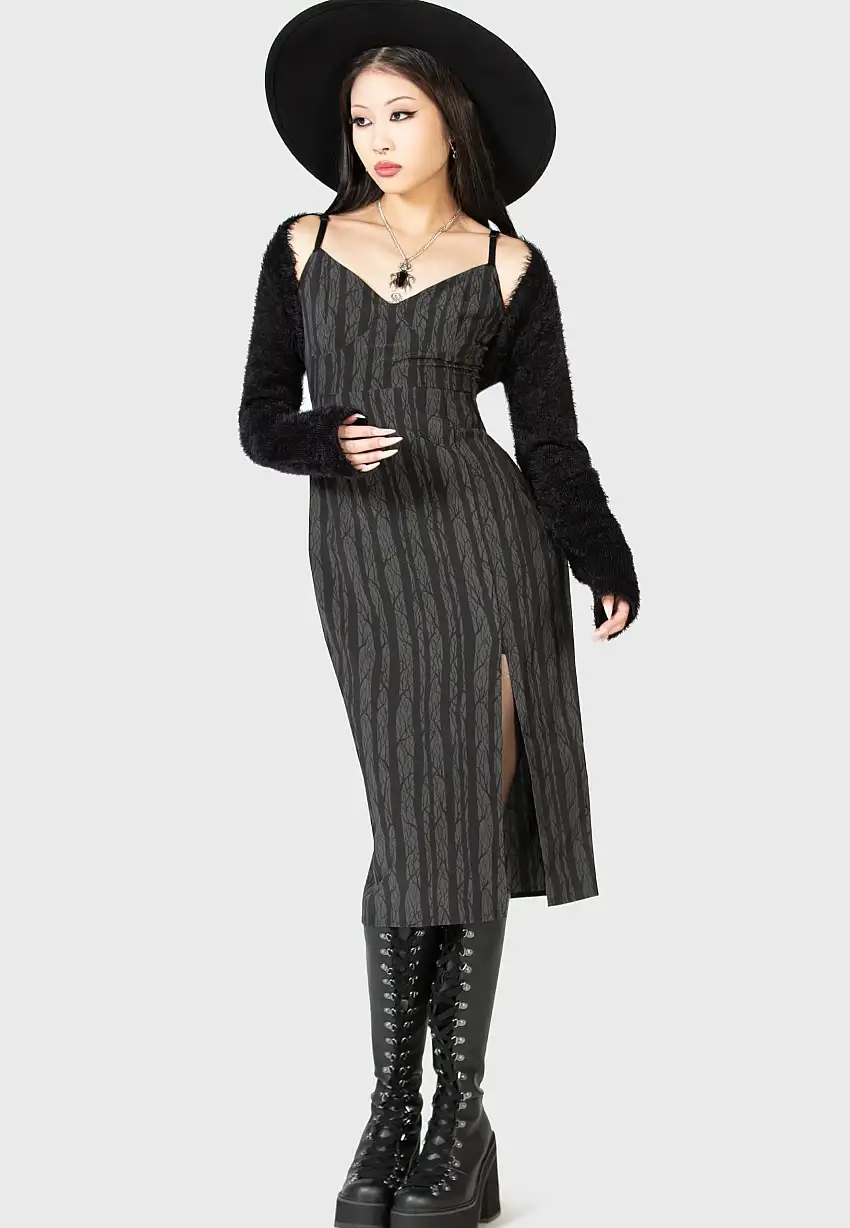Killstar - Moonlit Bloom Skater Black - Vestito