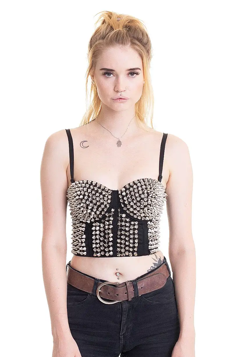 Poizen Industries - Corset Spike Black - Reggiseno
