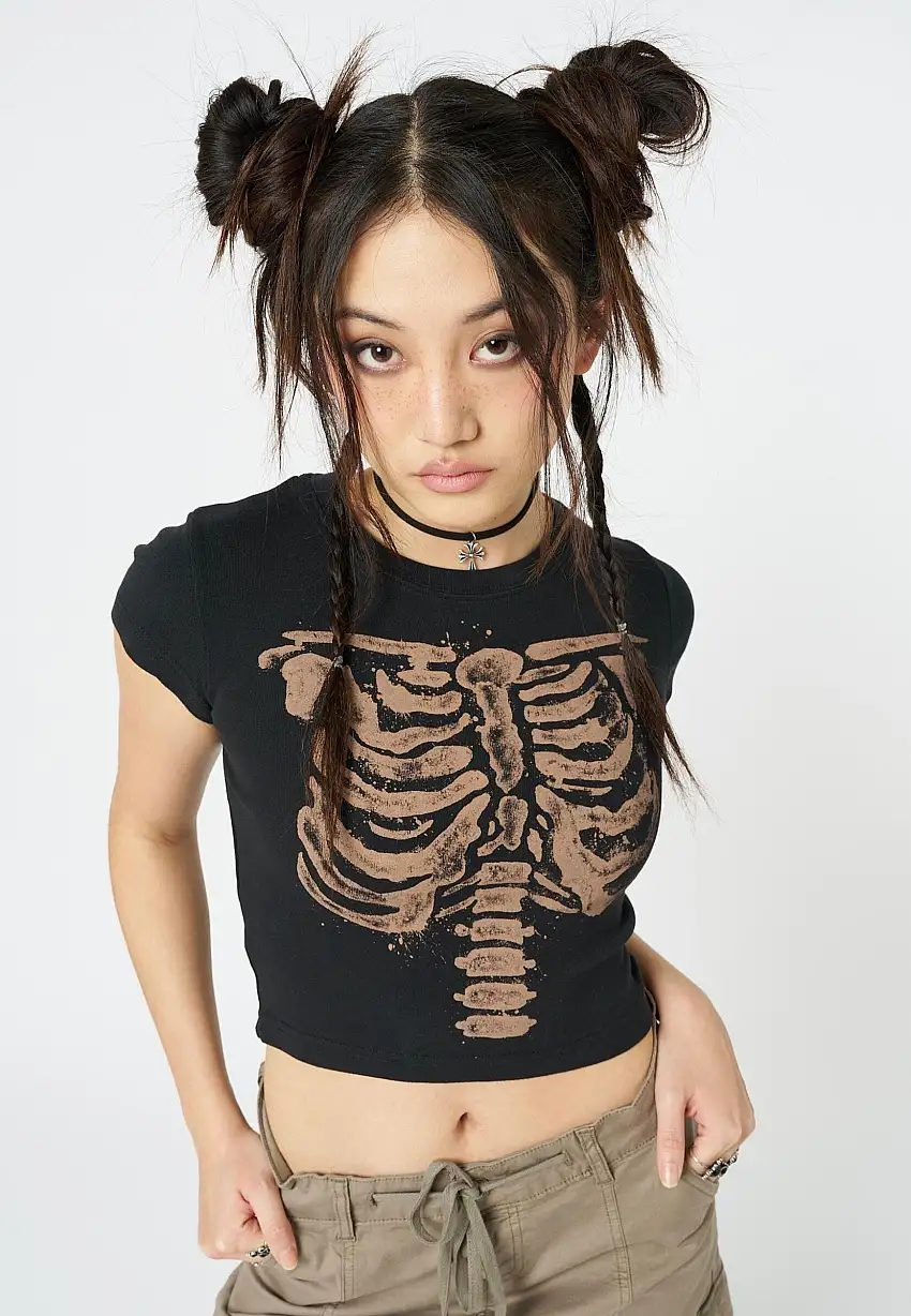 Minga London - Skeleton Black Graphic Print Baby Black - T-Shirt