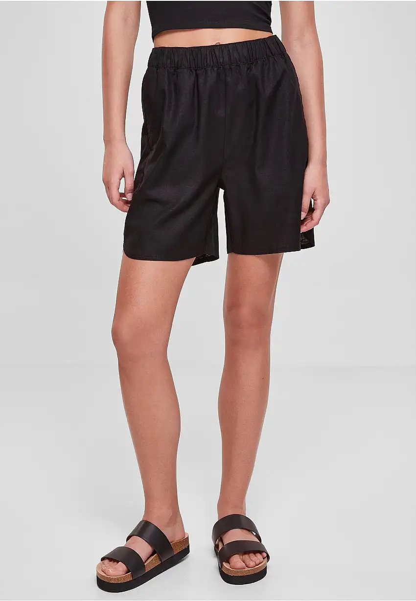 Urban Classics - Ladies Linen Mixed Black - Pantaloncini