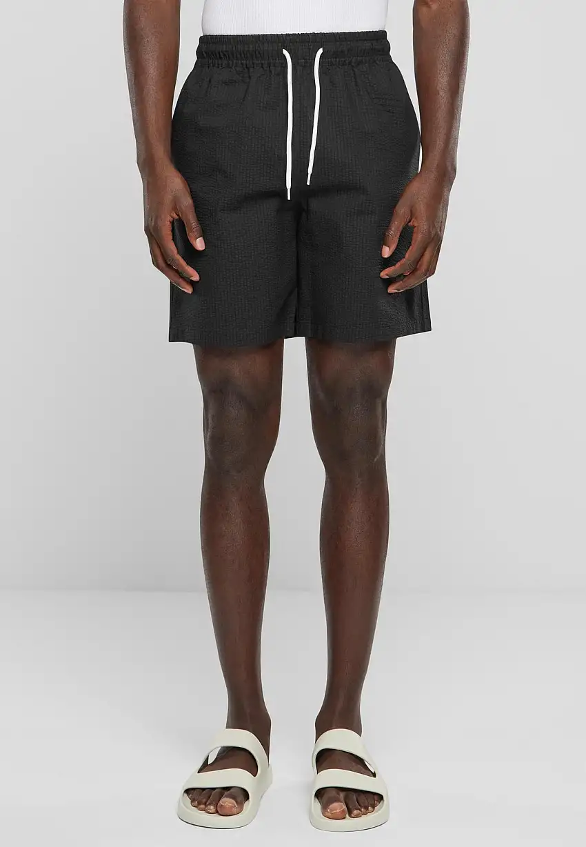 Urban Classics - Basic Seersucker Black - Pantaloncini
