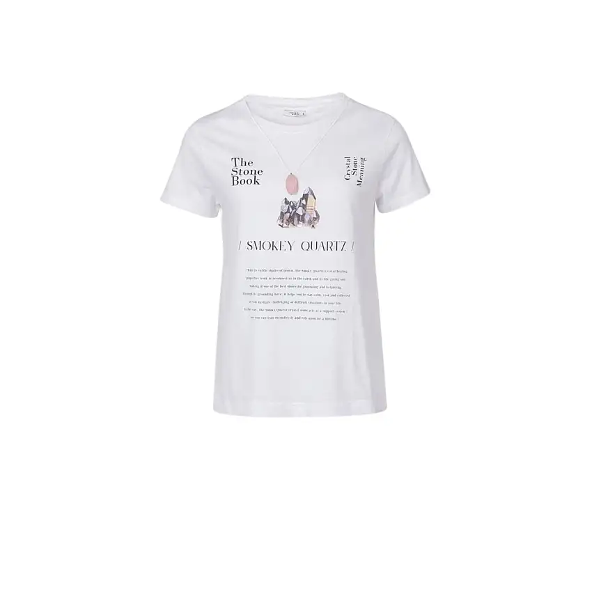 T-shirt Donna con stampa e collana di quarzo rosa