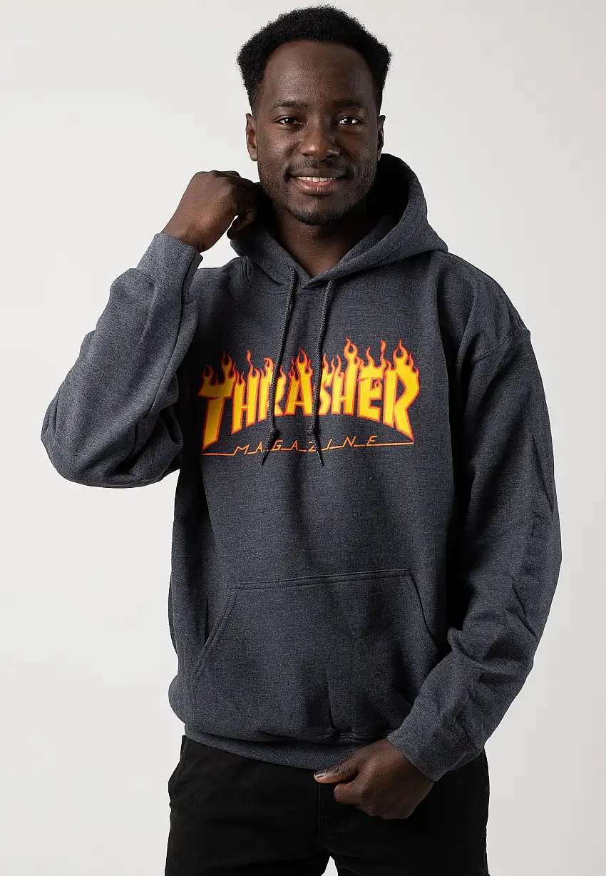 Thrasher - Flame Dark Heather - Felpa con cappuccio