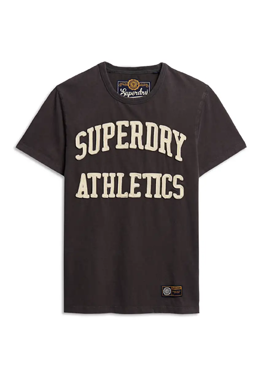 Superdry T-shirt Uomo Vintage Athletic S/S Tee in Cotone Marrone