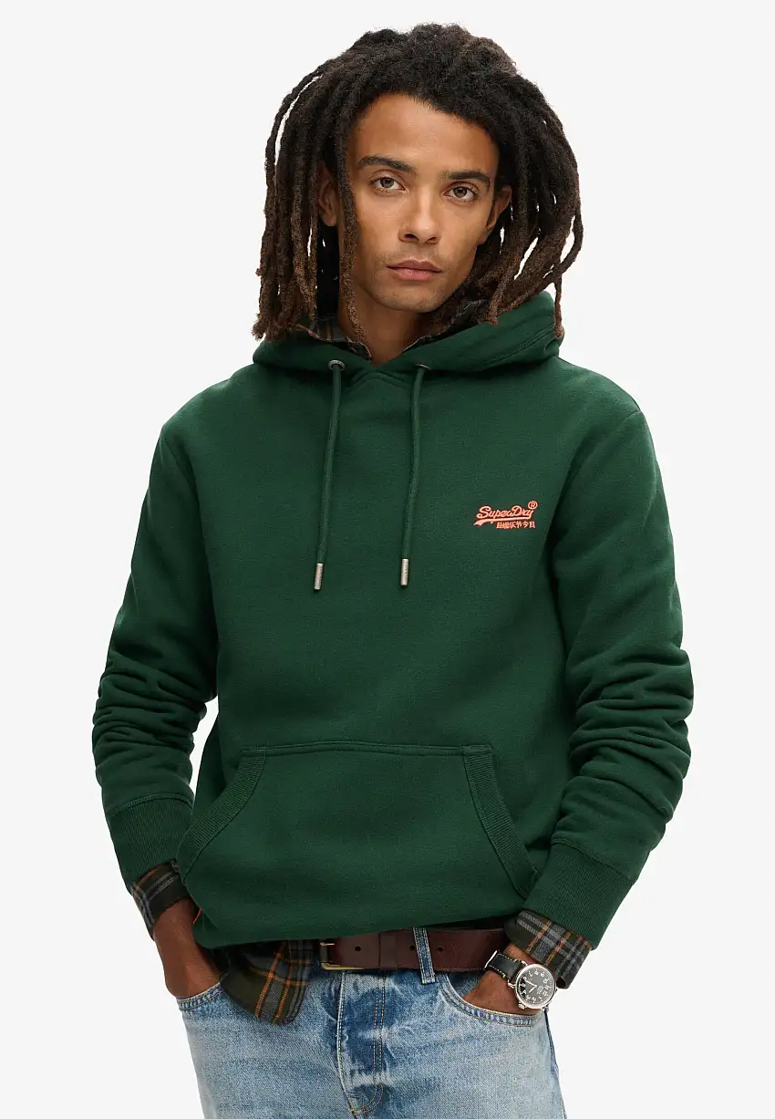 Superdry Felpa Essential Hoodie in Cotone verde Uomo