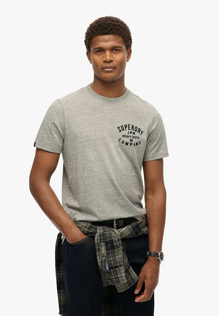 Superdry T-shirt Uomo Machined Goods Workwear Tee in Cotone Grigio
