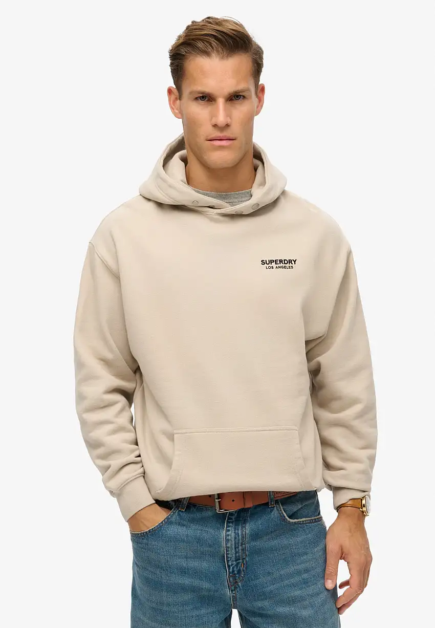 Superdry Felpa Luxury Sport Hoodie Loose Fit in Cotone Grigio Uomo