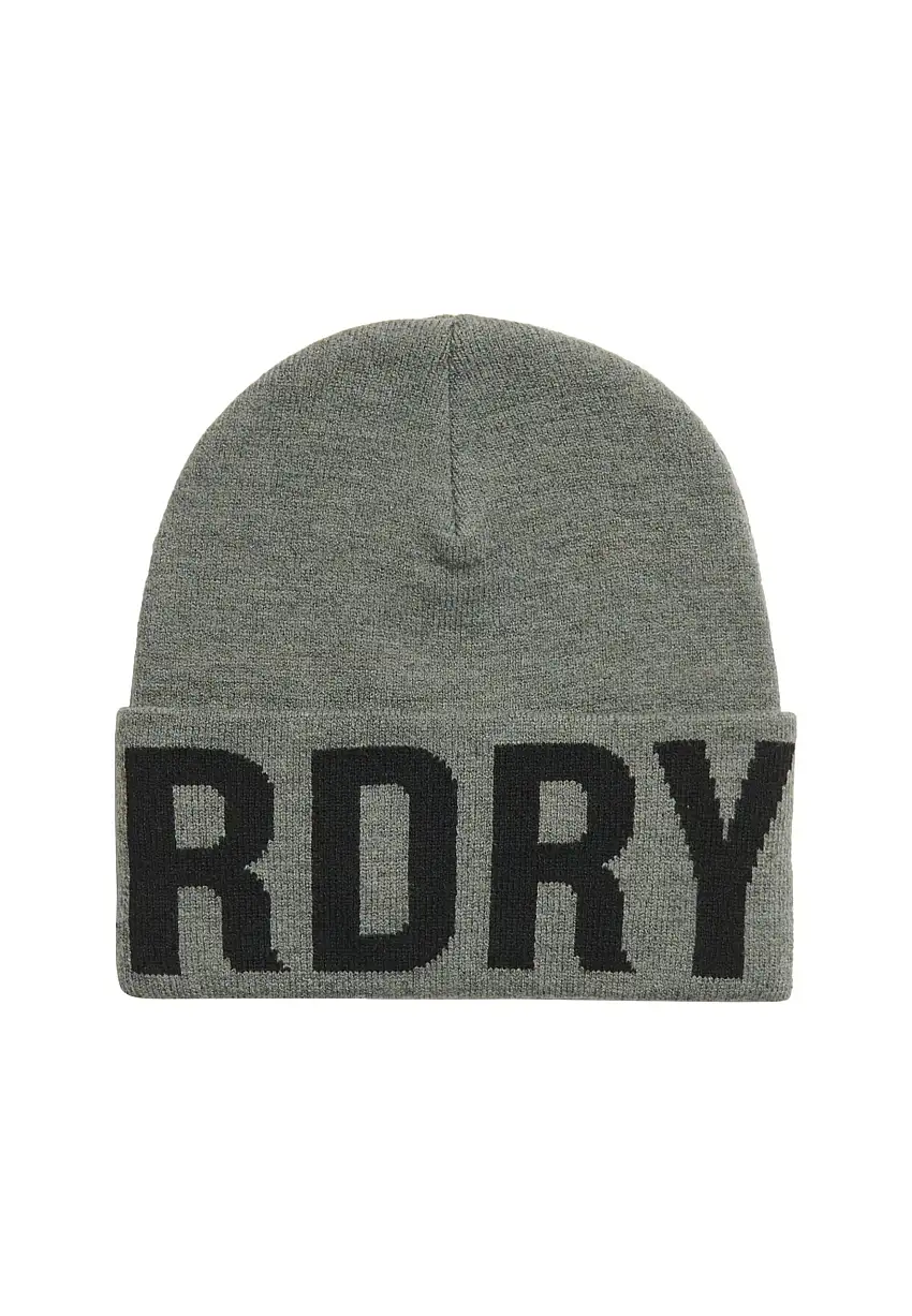 Superdry Berretto Knitted Beanie Misto Poliestere e Acrilico Grigio Chiaro Unisex