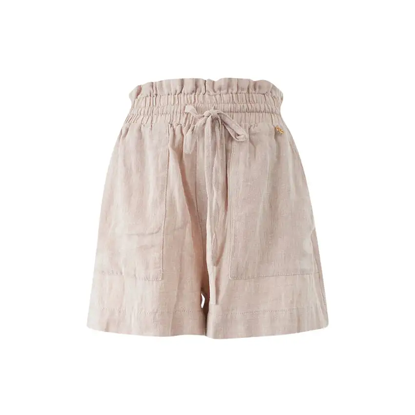 Shorts Donna in misto lino tinta unita