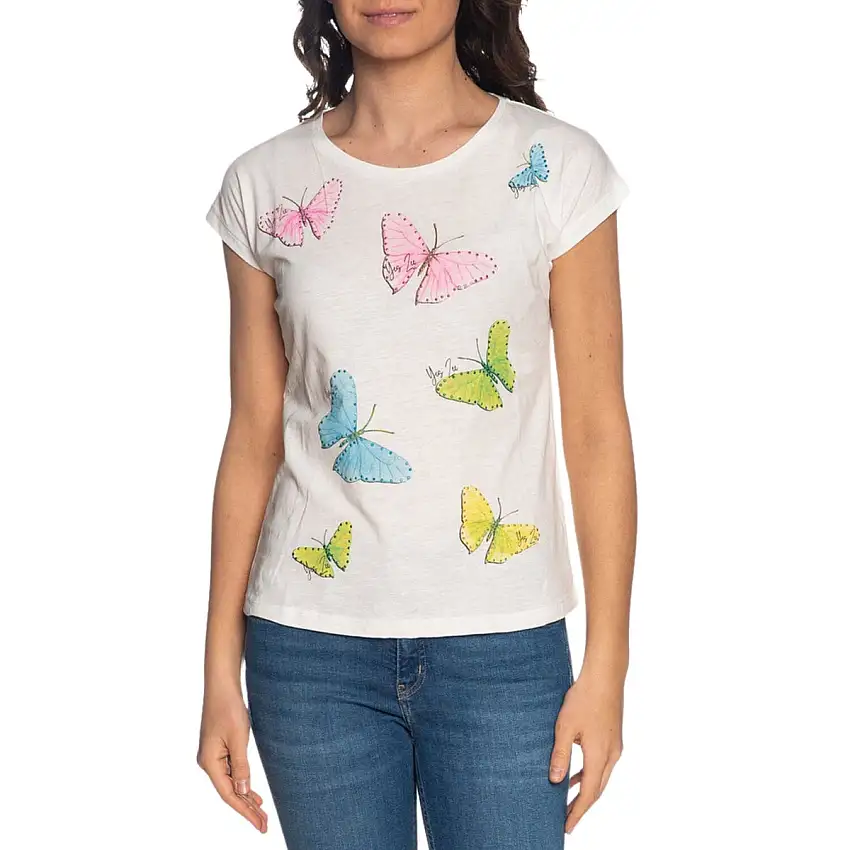 T-shirt Donna con fantasia farfalle