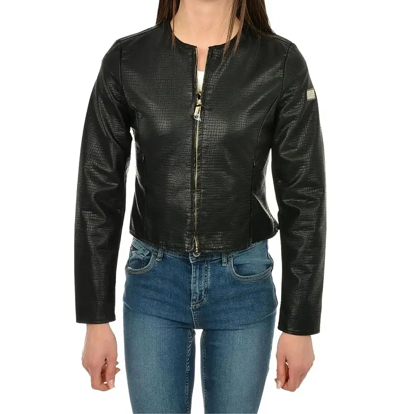 Giubbino Donna in ecopelle con inserto pieghe