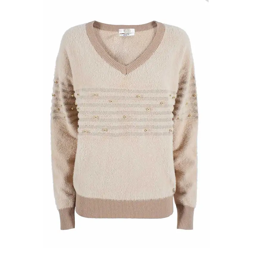 Maglia Donna effetto mohair e applicazioni